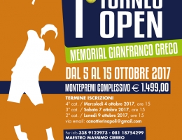 10 torneo open Memorial Gianfranco Greco, fino al 15/10